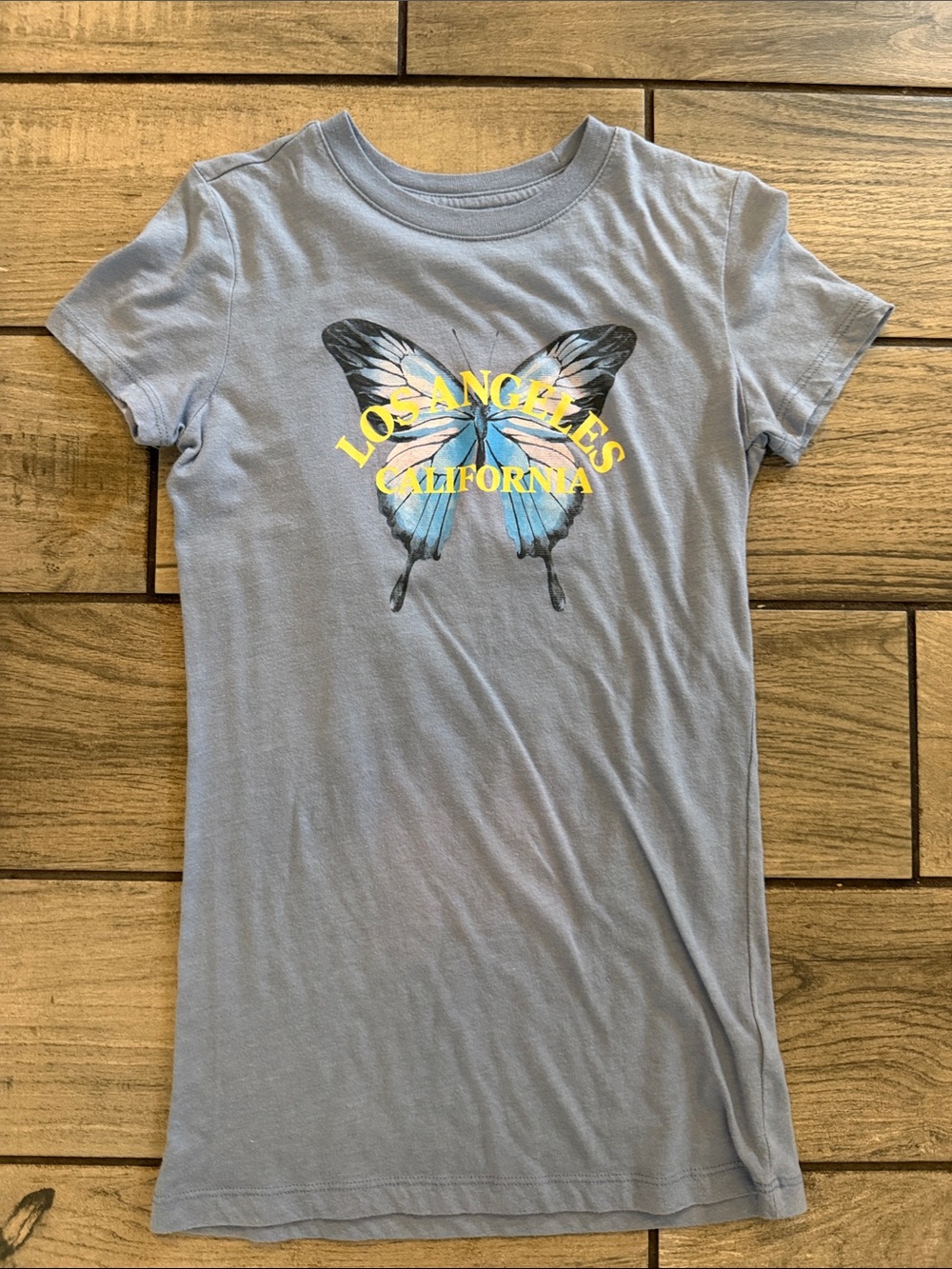 Kids' Light Blue Butterfly Graphic Tee - Los Angeles California